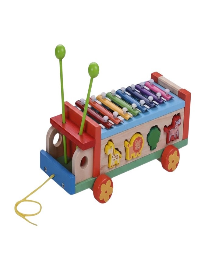 بلاي مور لعبة شاحنة موسيقية خشبية 3 في 1 من بلايمور مع إكسيليفون، مجموعة أدوات تعليمية للأطفال الصغار، ألعاب فرز الأشكال، ألعاب خشبية للأطفال بعمر سنة واحدة، إكسيليفون مكعبات للأطفال، لعبة تعليمية (12 شهرًا فأكثر) - Image 1